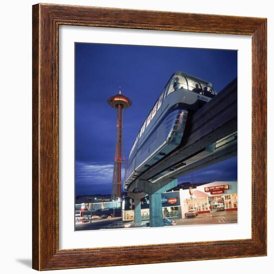 Monorail at Century 21, Seattle World's Fair. Space Needle in Background-Ralph Crane-Framed Photographic Print