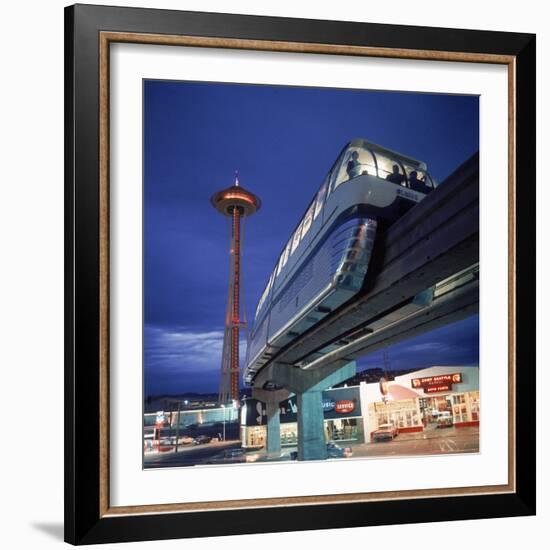 Monorail at Century 21, Seattle World's Fair. Space Needle in Background-Ralph Crane-Framed Photographic Print