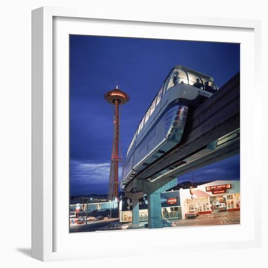 Monorail at Century 21, Seattle World's Fair. Space Needle in Background-Ralph Crane-Framed Photographic Print