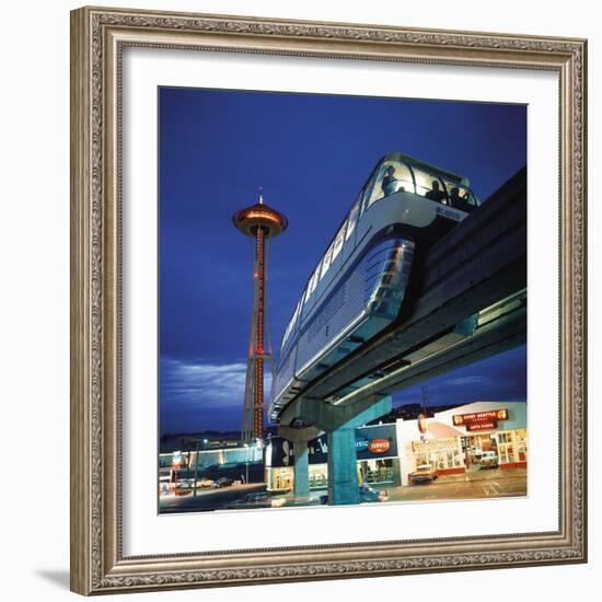 Monorail at Century 21, Seattle World's Fair. Space Needle in Background-Ralph Crane-Framed Photographic Print