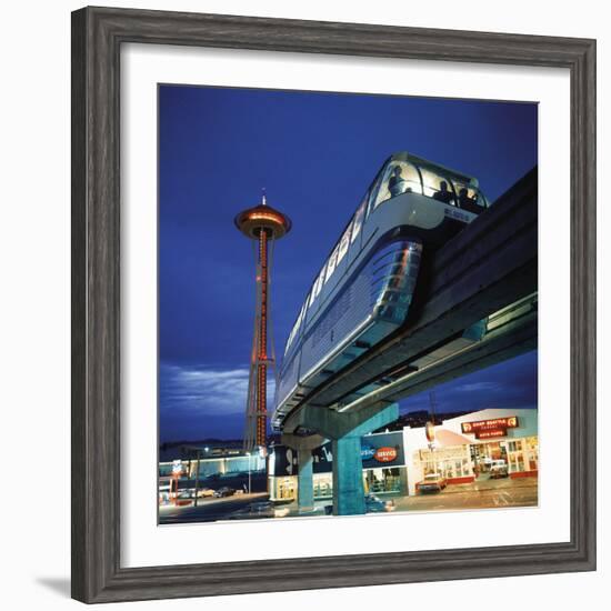 Monorail at Century 21, Seattle World's Fair. Space Needle in Background-Ralph Crane-Framed Photographic Print