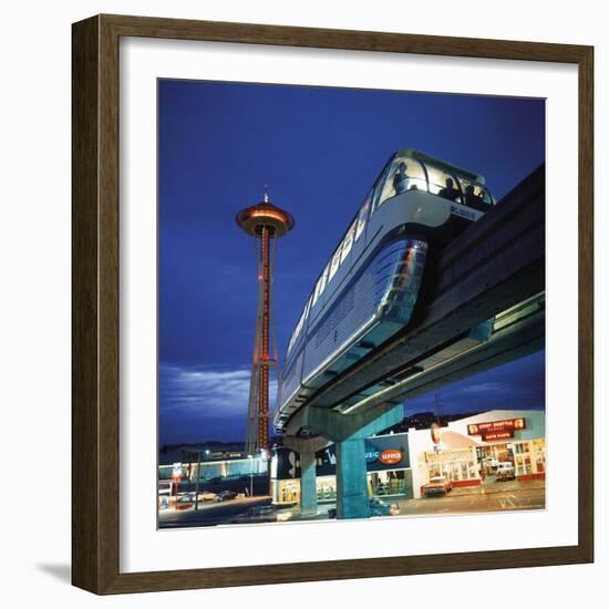 Monorail at Century 21, Seattle World's Fair. Space Needle in Background-Ralph Crane-Framed Photographic Print
