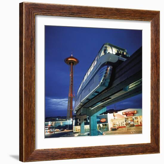 Monorail at Century 21, Seattle World's Fair. Space Needle in Background-Ralph Crane-Framed Photographic Print