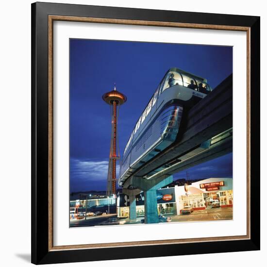 Monorail at Century 21, Seattle World's Fair. Space Needle in Background-Ralph Crane-Framed Photographic Print