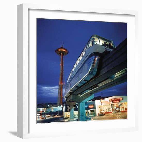 Monorail at Century 21, Seattle World's Fair. Space Needle in Background-Ralph Crane-Framed Photographic Print