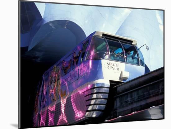 Monorail Under Experience Music Project, Seattle, Washington, USA-William Sutton-Mounted Photographic Print