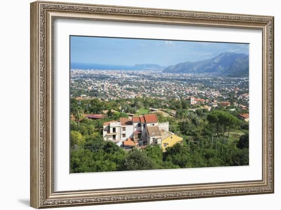 Monreale view from Monreale Cathedral, Monreale, Sicily, Italy, Europe-Marco Simoni-Framed Photographic Print