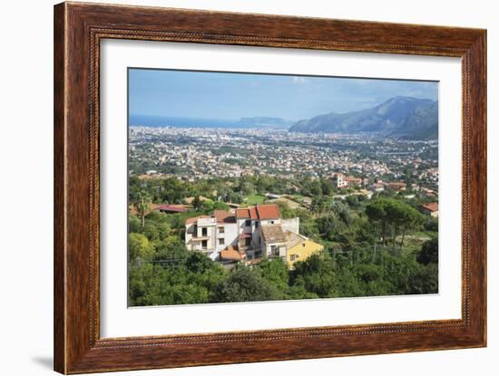 Monreale view from Monreale Cathedral, Monreale, Sicily, Italy, Europe-Marco Simoni-Framed Photographic Print