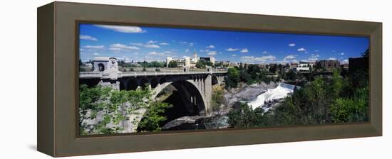 Monroe Street Bridge with City in the Background, Spokane, Washington State, USA-null-Framed Stretched Canvas