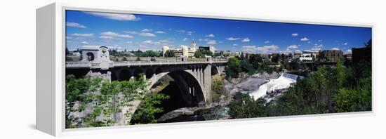 Monroe Street Bridge with City in the Background, Spokane, Washington State, USA-null-Framed Stretched Canvas