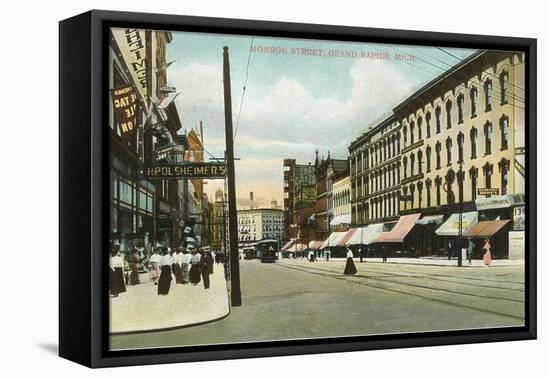 Monroe Street, Grand Rapids, Michigan-null-Framed Stretched Canvas