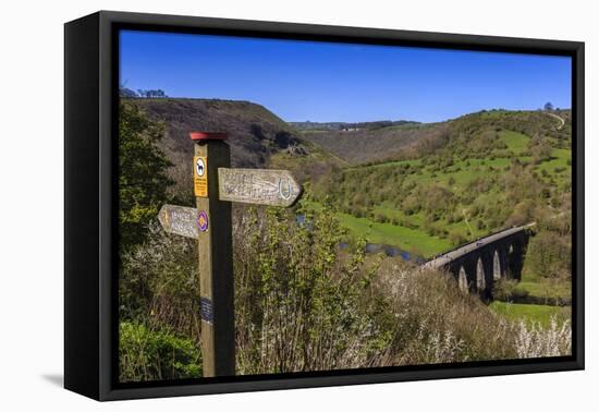 Monsal Head Viaduct and Footpath Sign in Spring, Peak District National Park, Derbyshire, England-Eleanor Scriven-Framed Premier Image Canvas