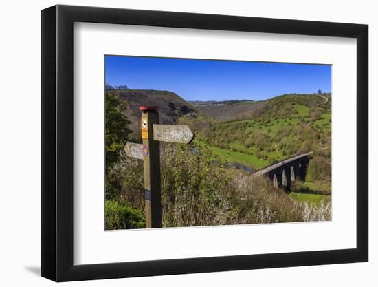 Monsal Head Viaduct and Footpath Sign in Spring, Peak District National Park, Derbyshire, England-Eleanor Scriven-Framed Photographic Print