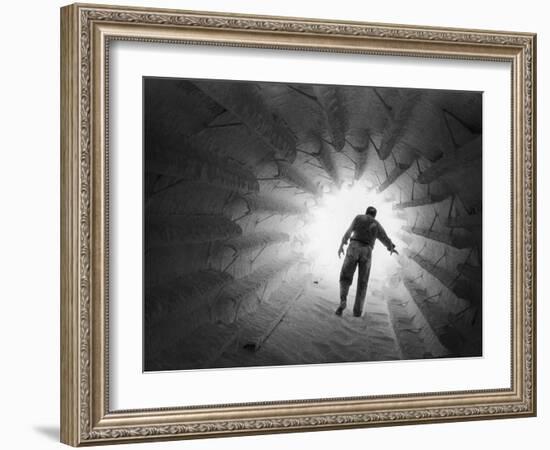 Monsanto Inspector Groping His Way Through Calciner, Type of Furnace-W^ Eugene Smith-Framed Photographic Print