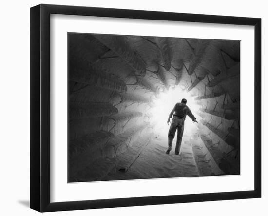 Monsanto Inspector Groping His Way Through Calciner, Type of Furnace-W^ Eugene Smith-Framed Photographic Print