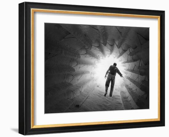 Monsanto Inspector Groping His Way Through Calciner, Type of Furnace-W^ Eugene Smith-Framed Photographic Print