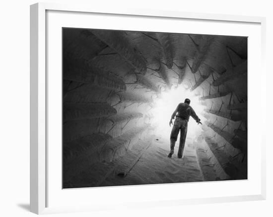 Monsanto Inspector Groping His Way Through Calciner, Type of Furnace-W^ Eugene Smith-Framed Photographic Print