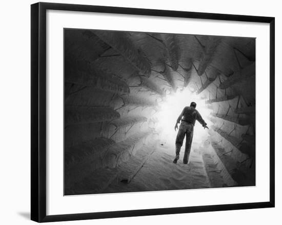 Monsanto Inspector Groping His Way Through Calciner, Type of Furnace-W^ Eugene Smith-Framed Photographic Print