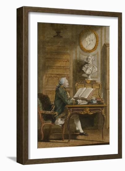 Monsieur De Cormainville in His Library, Writing at His Desk-Carmontelle-Framed Giclee Print