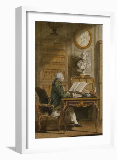 Monsieur De Cormainville in His Library, Writing at His Desk-Carmontelle-Framed Giclee Print