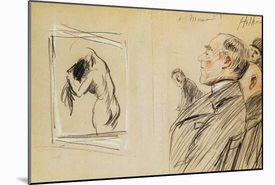 Monsieur Fiquet Admiring a Pastel by Degas-Paul Cesar Helleu-Mounted Giclee Print