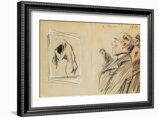 Monsieur Fiquet Admiring a Pastel by Degas-Paul Cesar Helleu-Framed Giclee Print