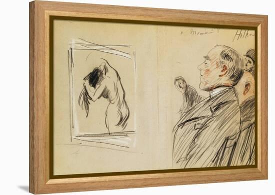 Monsieur Fiquet Admiring a Pastel by Degas-Paul Cesar Helleu-Framed Premier Image Canvas