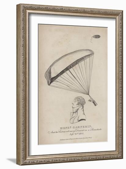 Monsieur Garnerin, and His Extraordinary Descent in a Parachute, 21 September 1802-null-Framed Giclee Print