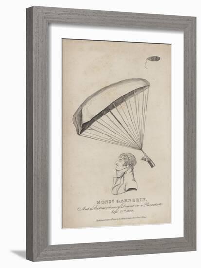 Monsieur Garnerin, and His Extraordinary Descent in a Parachute, 21 September 1802-null-Framed Giclee Print