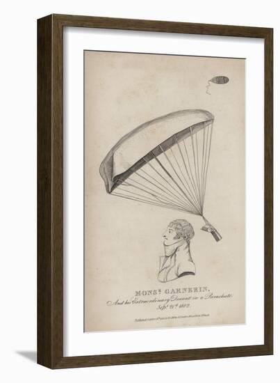 Monsieur Garnerin, and His Extraordinary Descent in a Parachute, 21 September 1802-null-Framed Giclee Print