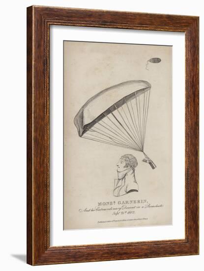 Monsieur Garnerin, and His Extraordinary Descent in a Parachute, 21 September 1802-null-Framed Giclee Print