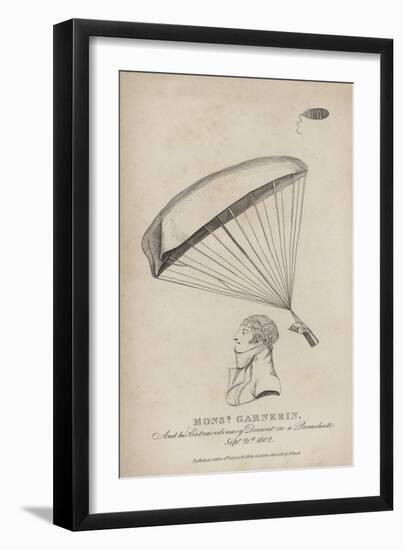 Monsieur Garnerin, and His Extraordinary Descent in a Parachute, 21 September 1802-null-Framed Giclee Print