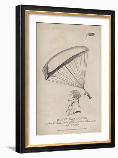 Monsieur Garnerin, and His Extraordinary Descent in a Parachute, 21 September 1802-null-Framed Giclee Print