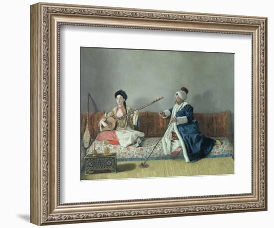 Monsieur Levett and Mademoiselle Helene Glavany in Turkish Costumes-Jean-Etienne Liotard-Framed Giclee Print