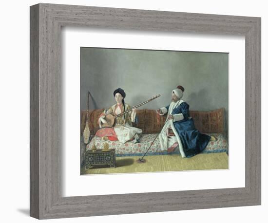 Monsieur Levett and Mademoiselle Helene Glavany in Turkish Costumes-Jean-Etienne Liotard-Framed Giclee Print