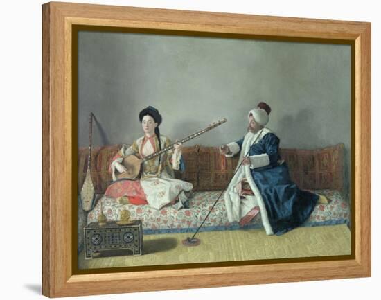 Monsieur Levett and Mademoiselle Helene Glavany in Turkish Costumes-Jean-Etienne Liotard-Framed Premier Image Canvas