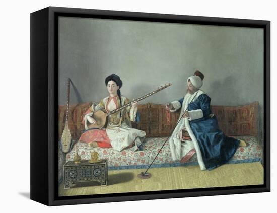 Monsieur Levett and Mademoiselle Helene Glavany in Turkish Costumes-Jean-Etienne Liotard-Framed Premier Image Canvas