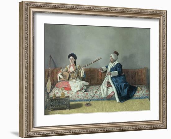 Monsieur Levett and Mademoiselle Helene Glavany in Turkish Costumes-Jean-Etienne Liotard-Framed Giclee Print