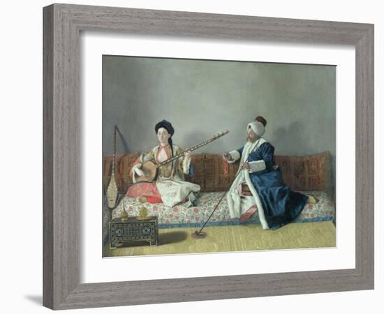 Monsieur Levett and Mademoiselle Helene Glavany in Turkish Costumes-Jean-Etienne Liotard-Framed Giclee Print