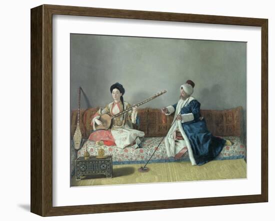 Monsieur Levett and Mademoiselle Helene Glavany in Turkish Costumes-Jean-Etienne Liotard-Framed Giclee Print