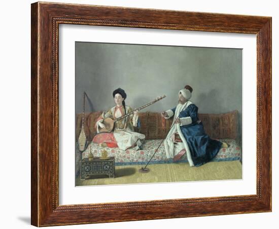 Monsieur Levett and Mademoiselle Helene Glavany in Turkish Costumes-Jean-Etienne Liotard-Framed Giclee Print