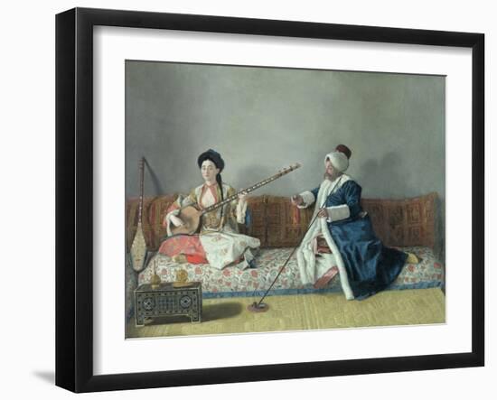 Monsieur Levett and Mademoiselle Helene Glavany in Turkish Costumes-Jean-Etienne Liotard-Framed Giclee Print