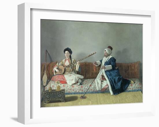 Monsieur Levett and Mademoiselle Helene Glavany in Turkish Costumes-Jean-Etienne Liotard-Framed Giclee Print