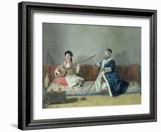 Monsieur Levett and Mademoiselle Helene Glavany in Turkish Costumes-Jean-Etienne Liotard-Framed Giclee Print