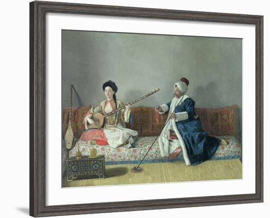 Monsieur Levett and Mademoiselle Helene Glavany in Turkish Costumes-Jean-Etienne Liotard-Framed Giclee Print