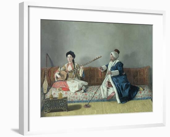 Monsieur Levett and Mademoiselle Helene Glavany in Turkish Costumes-Jean-Etienne Liotard-Framed Giclee Print