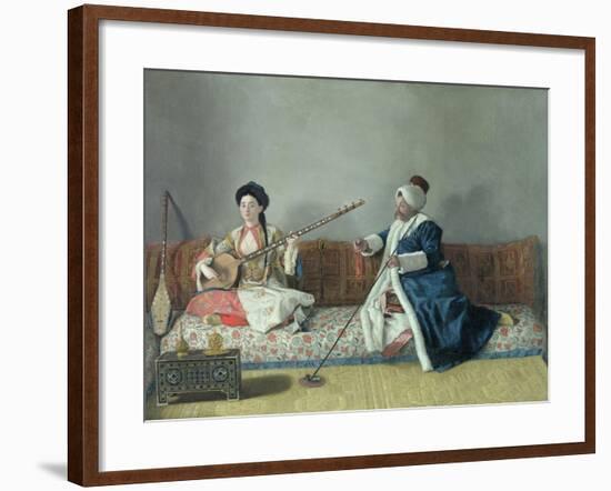 Monsieur Levett and Mademoiselle Helene Glavany in Turkish Costumes-Jean-Etienne Liotard-Framed Giclee Print