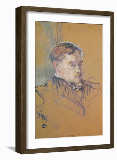 Monsieur Romain Coolus, 1899 (Oil on Card)-Henri de Toulouse-Lautrec-Framed Giclee Print