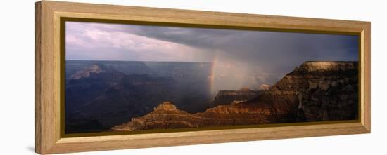 Monsoon Storm with Rainbow Passing Through the Grand Canyon-null-Framed Premier Image Canvas