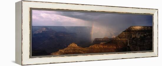 Monsoon Storm with Rainbow Passing Through the Grand Canyon-null-Framed Premier Image Canvas